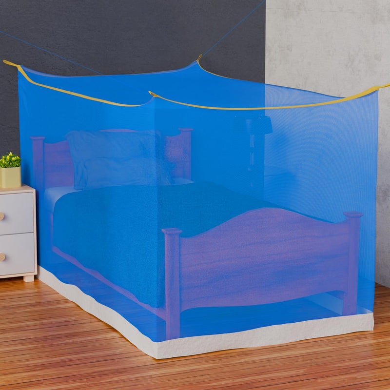 ORILEY Mosquito Net Single Bed Soft Diamond Jali Canopy Bug Netting for Baby Adults Camping Screen House (Blue, 3.25 x 6.5 Feet) - Image 1