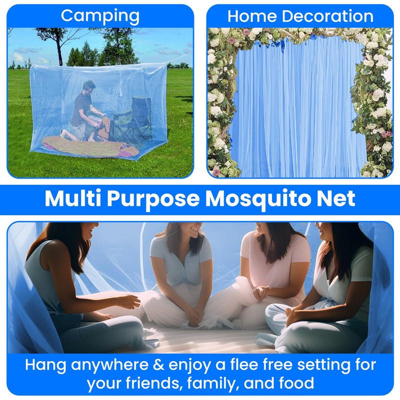 ORILEY Mosquito Net Single Bed Soft Diamond Jali Canopy Bug Netting for Baby Adults Camping Screen House (Blue, 3.25 x 6.5 Feet) - Image 4