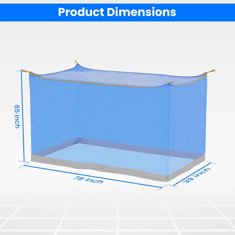 ORILEY Mosquito Net Single Bed Soft Diamond Jali Canopy Bug Netting for Baby Adults Camping Screen House (Blue, 3.25 x 6.5 Feet) - Image 2