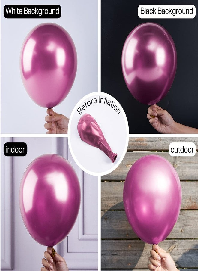 PartyWoo Metallic Hot Pink Balloons 100pcs Different Sizes of 18 12 10 5 Inch Chorme Dark Pink Magenta Fuchsia Balloon Arch Kit Garland for Wedding Birthday Baby Shower Party Decorations Pink-G114 - Image 4