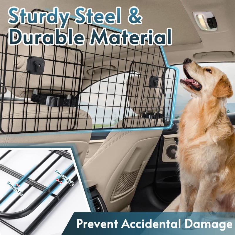 rabbitgoo Dog Car Barrier for SUVs, Adjustable Large Pet Gate, Universal-Fit Divider Cargo Net, Heavy-Duty Wire Mesh Dog Barrier SUV, Van Vehicles Subaru Car Accessories Safety Travel, Standard Model - Image 5