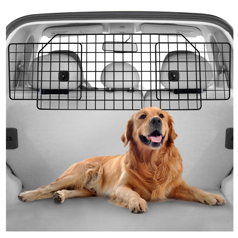 rabbitgoo Dog Car Barrier for SUVs, Adjustable Large Pet Gate, Universal-Fit Divider Cargo Net, Heavy-Duty Wire Mesh Dog Barrier SUV, Van Vehicles Subaru Car Accessories Safety Travel, Standard Model - Image 1
