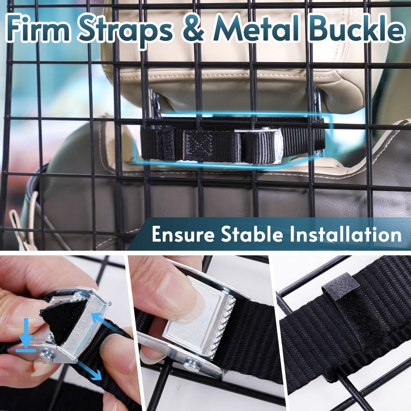 rabbitgoo Dog Car Barrier for SUVs, Adjustable Large Pet Gate, Universal-Fit Divider Cargo Net, Heavy-Duty Wire Mesh Dog Barrier SUV, Van Vehicles Subaru Car Accessories Safety Travel, Standard Model - Image 4