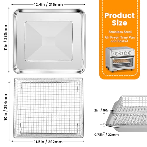GWY Air Fryer Basket Tray Replacement for Cuisinart TOA-60 TOA-65 TOA-70 Toaster Air Fryer Convection Oven, 12.4 * 11'' Mesh Air Fryer Steel Basket Wire Rack Accessories Parts, Dishwasher Safe - Image 2