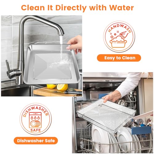 GWY Air Fryer Basket Tray Replacement for Cuisinart TOA-60 TOA-65 TOA-70 Toaster Air Fryer Convection Oven, 12.4 * 11'' Mesh Air Fryer Steel Basket Wire Rack Accessories Parts, Dishwasher Safe - Image 4