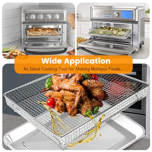 GWY Air Fryer Basket Tray Replacement for Cuisinart TOA-60 TOA-65 TOA-70 Toaster Air Fryer Convection Oven, 12.4 * 11'' Mesh Air Fryer Steel Basket Wire Rack Accessories Parts, Dishwasher Safe - Image 5