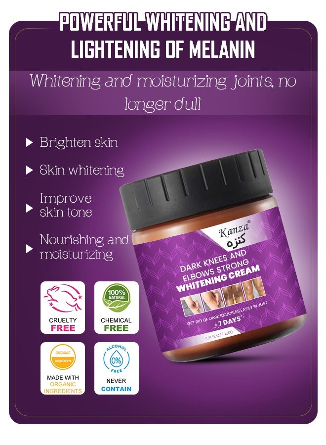 Kanza كريم تبييض الركب والمرفقين 120 جرام - تبييض الإبطين والبقع الداكنة - تخلص من الكوعين بسهولة في 7 أيام - تبييض قوي للبشرة للنساء والرجال - Image 2