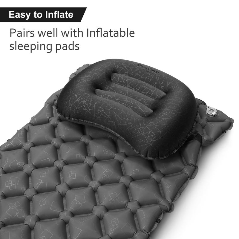 BreezCamp Inflatable Camping Pillow, Travel Blow Up Air Pillow, Neck Lumbar Support Ultralight Compact Pillow for Outdoor Hiking Backpacking Car Beach Airplane Sleeping Essentials, Black - Image 4