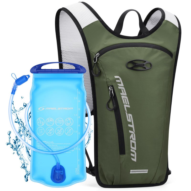 Maelstrom Hydration Backpack Hiking Backpack with 2L Water Bladder Running Hydration Vest for Cycling Hiking Rave for Men Women Army Green - Image 2