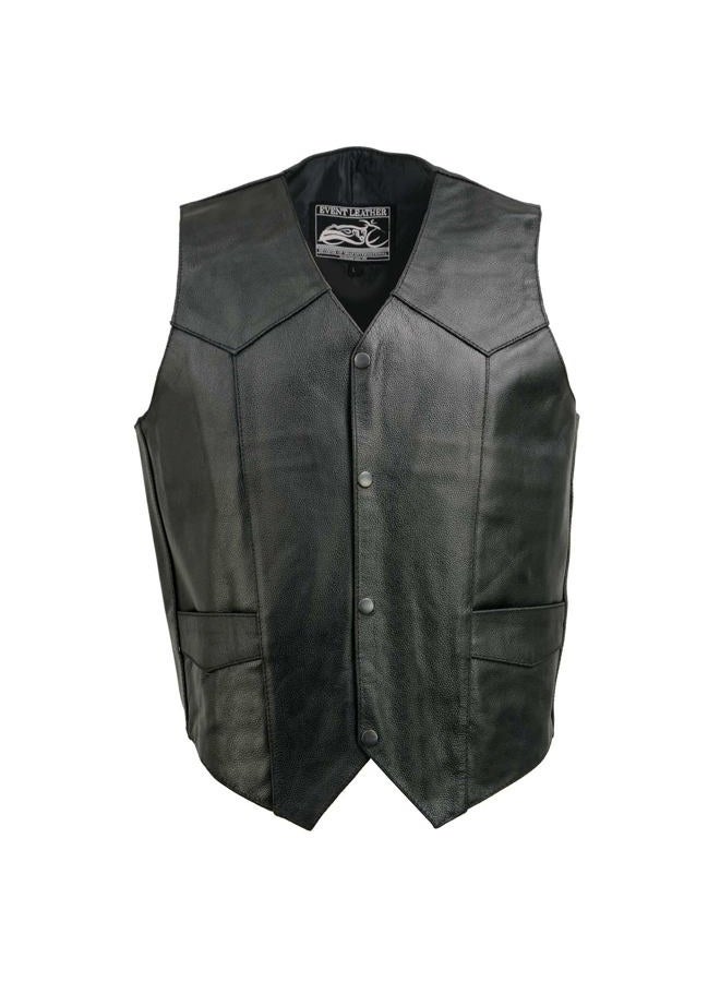 EVENT LEATHER Event Biker Leather Men's Promo Basic Leather Vest (Black, XXX-Large) - Image 5