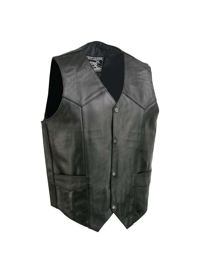 EVENT LEATHER Event Biker Leather Men's Promo Basic Leather Vest (Black, XXX-Large) - Image 1