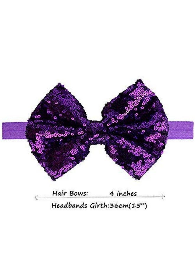 CellElection 15Pcs Baby Girls Headbands 4'' Big Boutique Bling Sparkly Glitter Sequin Hair Bows Headband Elastic Hair Bands Hair Accessories For Toddlers Infants Newborns - Image 5