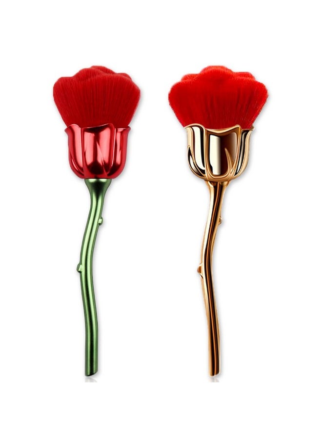 DANNEASY - 2Pcs Roseshape Nail Dust Brush Acrylic Nail Brushes For Cleaning Dust Dip Powder Brush Fluffy Makeup Brush Blush Brush Nail Duster Brush Manicure Brush For Nails Clean Up - Image 1