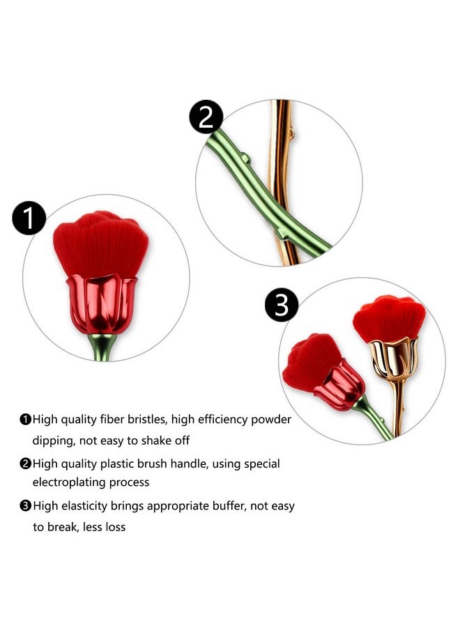DANNEASY - 2Pcs Roseshape Nail Dust Brush Acrylic Nail Brushes For Cleaning Dust Dip Powder Brush Fluffy Makeup Brush Blush Brush Nail Duster Brush Manicure Brush For Nails Clean Up - Image 1