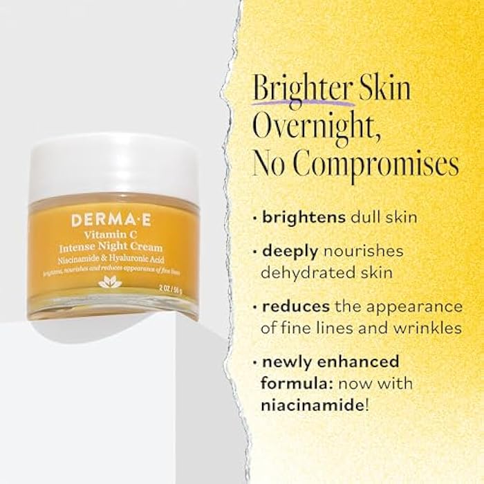 DERMA-E Vitamin C Intense Night Cream, 2 Oz, Brightening and Hydrating Facial Skin Renewing Cream, Anti-Aging Overnight Face Moisturizer for Skincare and Youthful Radiance - Image 2