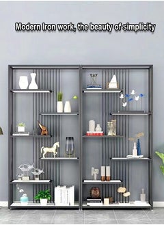 fashionhome Multifunction Multi-Tiers Luxury Design Product Display Rack Floor Storage Shelves Cabinet Storage Organizer Bookcase for Living Room Home Office Furniture 120x30x200 cm  - Image 3