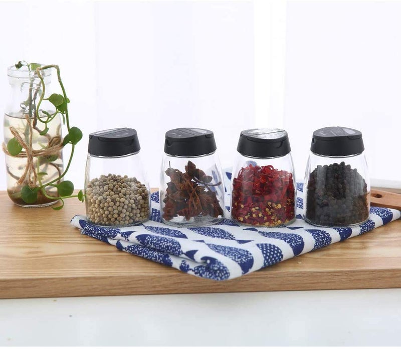 Celiseaya Glass Spice Jars, Double Lids Seasoning Shakers Glass Bottles Spice Shakers Sifter Barbecue Salt & Pepper Shaker Container (8PCS） - Image 5