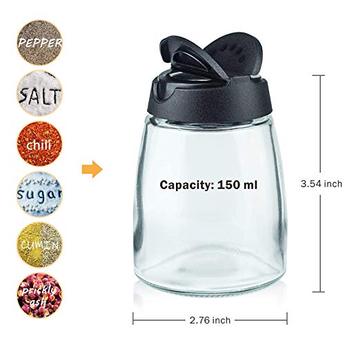 Celiseaya Glass Spice Jars, Double Lids Seasoning Shakers Glass Bottles Spice Shakers Sifter Barbecue Salt & Pepper Shaker Container (8PCS） - Image 3