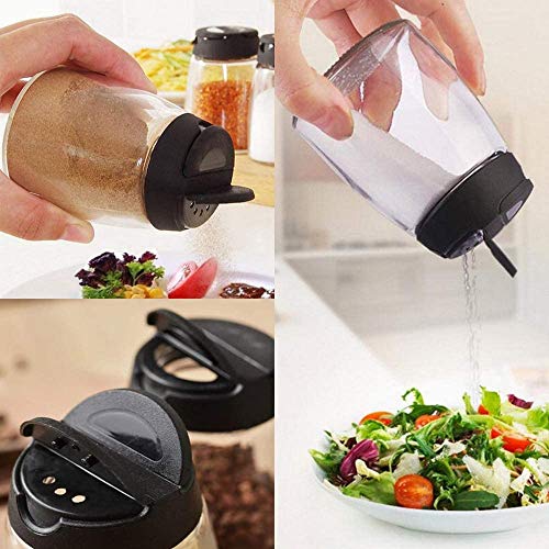 Celiseaya Glass Spice Jars, Double Lids Seasoning Shakers Glass Bottles Spice Shakers Sifter Barbecue Salt & Pepper Shaker Container (8PCS） - Image 4