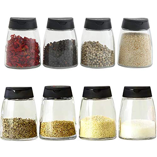 Celiseaya Glass Spice Jars, Double Lids Seasoning Shakers Glass Bottles Spice Shakers Sifter Barbecue Salt & Pepper Shaker Container (8PCS） - Image 1