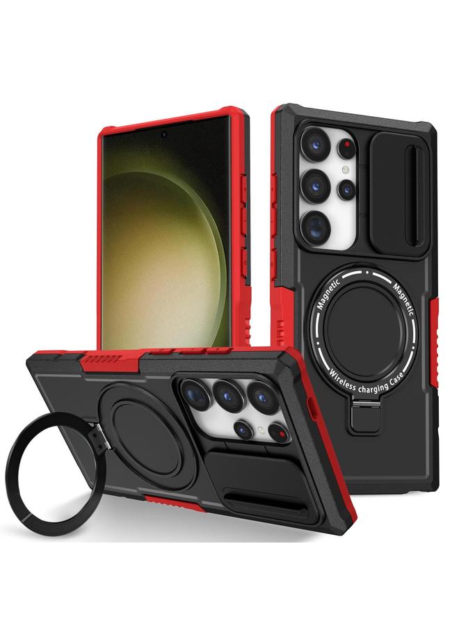 اس-توب جراب لهاتف Samsung Galaxy S24 Ultra 5G مع حامل منزلق Camshield MagSafe من مادة TPU الهجينة لهاتف الكمبيوتر الشخصي - Image 1