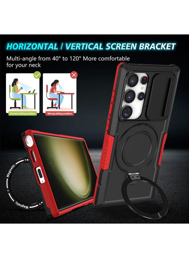 اس-توب جراب لهاتف Samsung Galaxy S24 Ultra 5G مع حامل منزلق Camshield MagSafe من مادة TPU الهجينة لهاتف الكمبيوتر الشخصي - Image 2