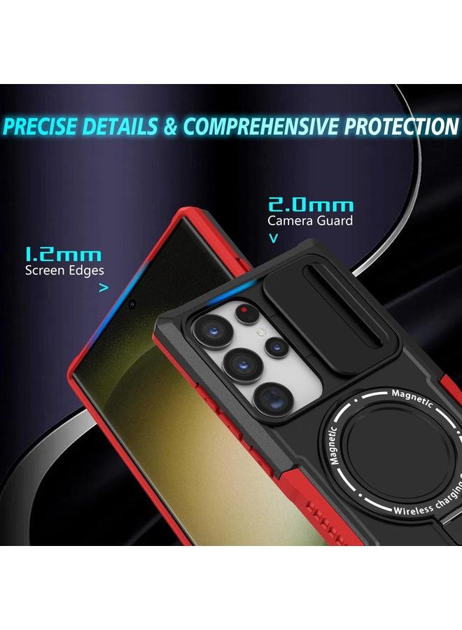 اس-توب جراب لهاتف Samsung Galaxy S24 Ultra 5G مع حامل منزلق Camshield MagSafe من مادة TPU الهجينة لهاتف الكمبيوتر الشخصي - Image 4