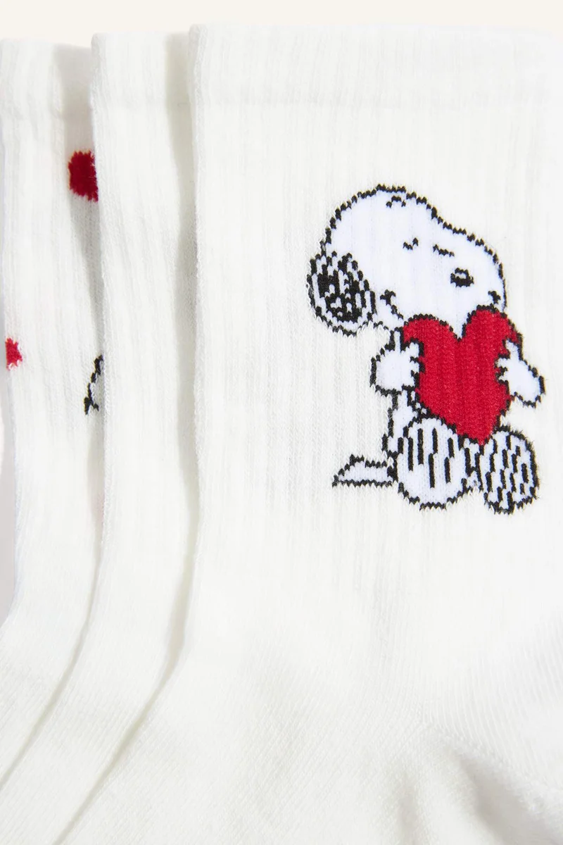 Defacto  Woman Snoopy Licensed 3 piece Long sock for Women | Best Price UAE