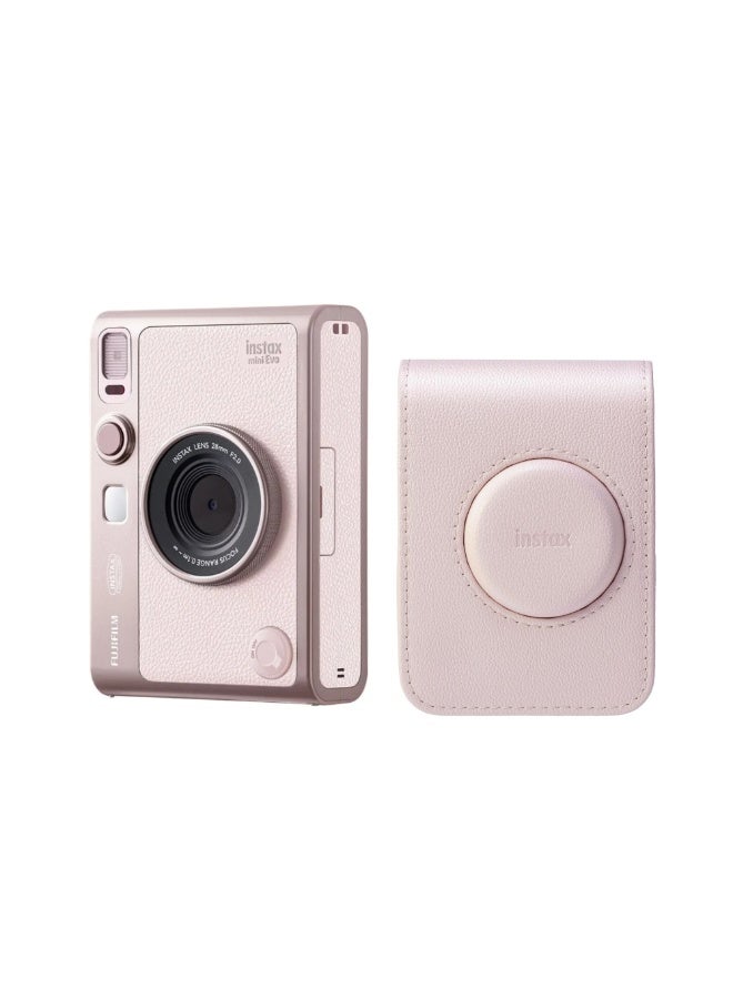 Fujifilm Instax Mini Evo Rose Camera + Pink Evo Case | Hybrid Instant Camera | Creative Filters | Bluetooth Printing | Gentle Rose Limited Edition - Image 1