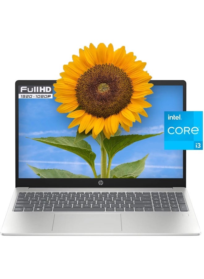 HP 15.6 inch FHD Laptop, Intel Core i3-N305, 8GB RAM, 256GB SSD, Intel UHD Graphics, Fingerprint, USB Type-C, HDMI, Wi-Fi 6, Bluetooth 5.3, Windows 11 Home, Natural Silver, EAT 64GB USB Flash Drive English Natural Silver - Image 1