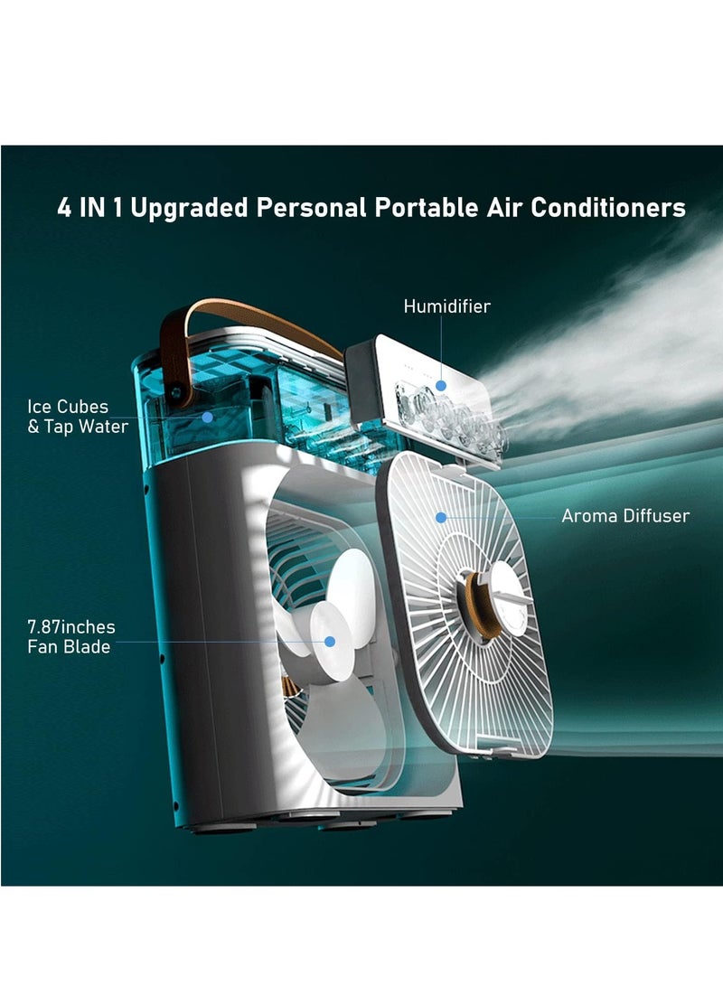 ELTRAZONE Portable Air Conditioners,Mini Evaporative Cooler,700ml Cooler 3 Speeds,USB Personal Conditioner with 7 LED Light，1-3H Timer AC Cooling Fan for car Home Office Room, White  - Image 2