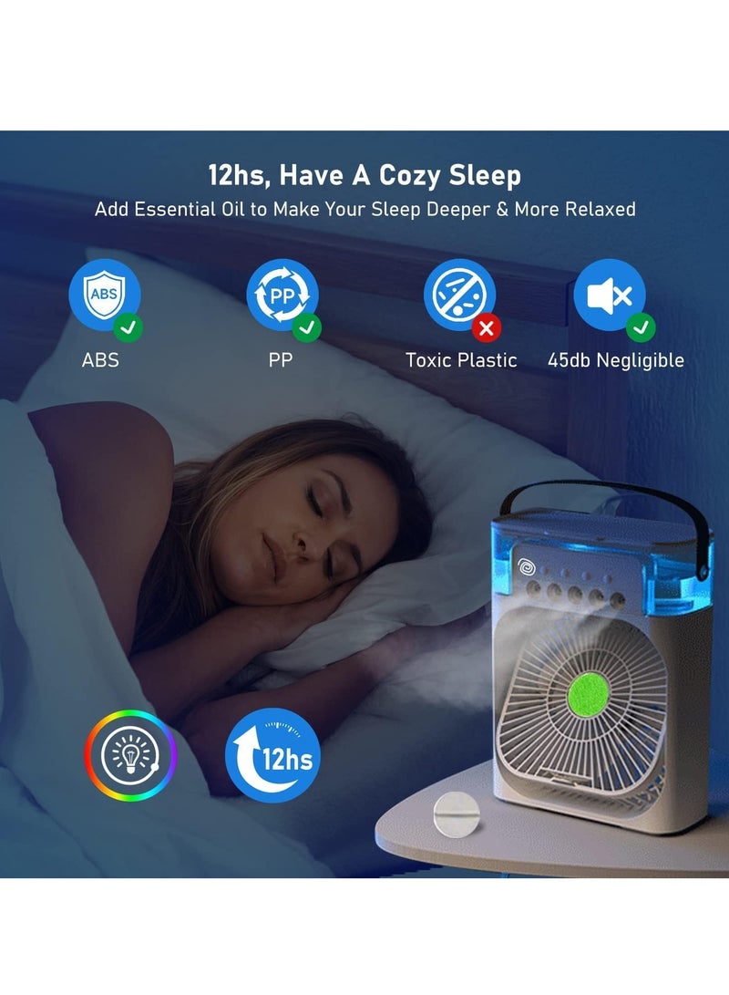 ELTRAZONE Portable Air Conditioners,Mini Evaporative Cooler,700ml Cooler 3 Speeds,USB Personal Conditioner with 7 LED Light，1-3H Timer AC Cooling Fan for car Home Office Room, White  - Image 5