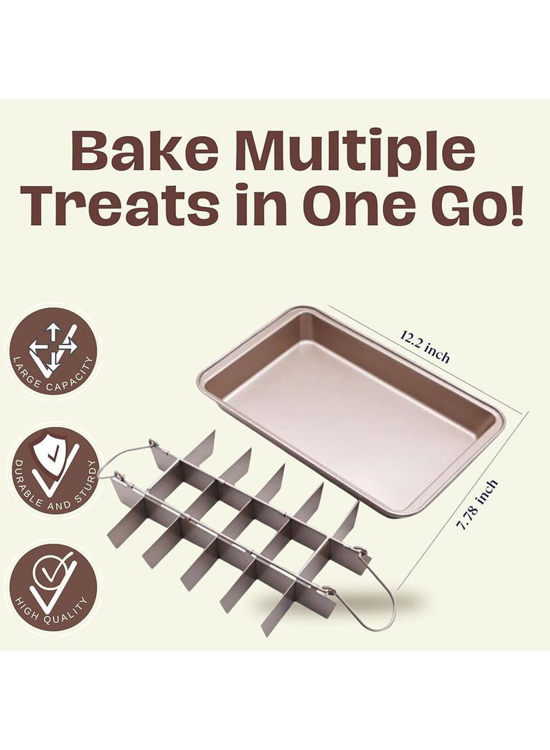 YOUGE Brownie Baking Tray, Non-Stick Brownie Cake Pan with Dividers and Grips, 18 Pre-slice Brownie Pan for Baking Bread, Cookie, Cake, Chocolate(Champagne Gold) - Image 4
