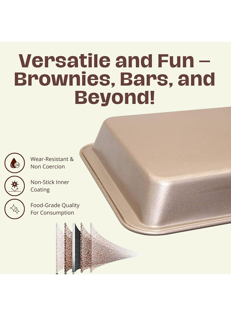 YOUGE Brownie Baking Tray, Non-Stick Brownie Cake Pan with Dividers and Grips, 18 Pre-slice Brownie Pan for Baking Bread, Cookie, Cake, Chocolate(Champagne Gold) - Image 5
