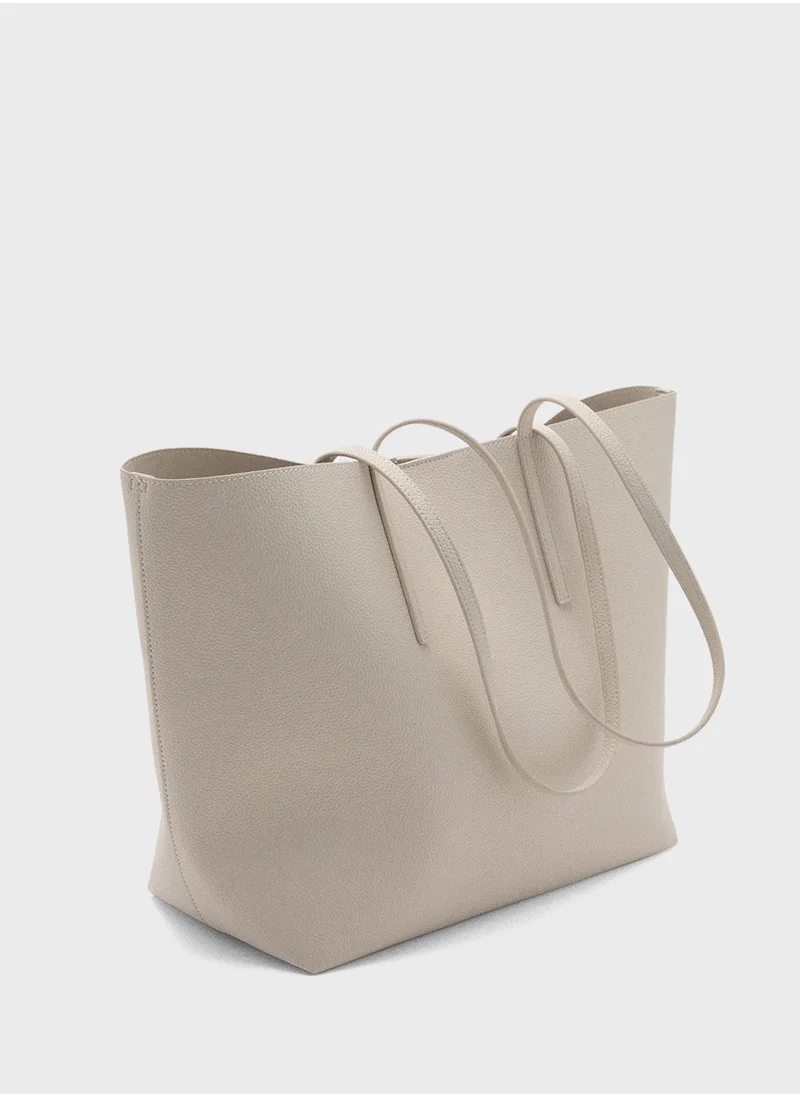 MANGO Double Handle Shopper Bag