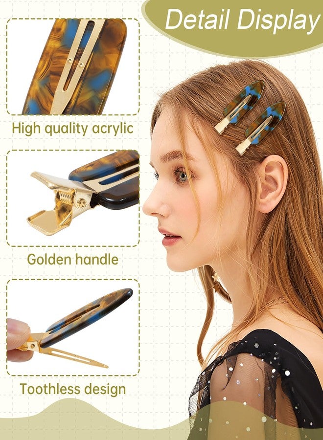 Mesovor 8 PCS No Bend Creaseless Hair Clips for Women, No Crease Non Slip Mini Flat Acrylic Hairclips for Hair Styling, Bangs, Makeup Application and Face Wash (Black, Red, Marble) - Image 3