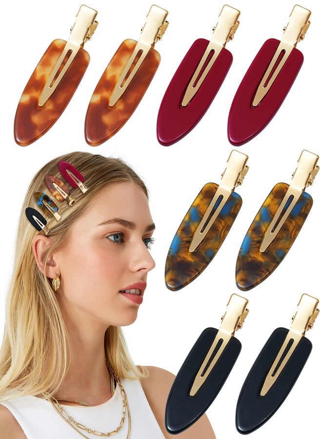Mesovor 8 PCS No Bend Creaseless Hair Clips for Women, No Crease Non Slip Mini Flat Acrylic Hairclips for Hair Styling, Bangs, Makeup Application and Face Wash (Black, Red, Marble) - Image 1