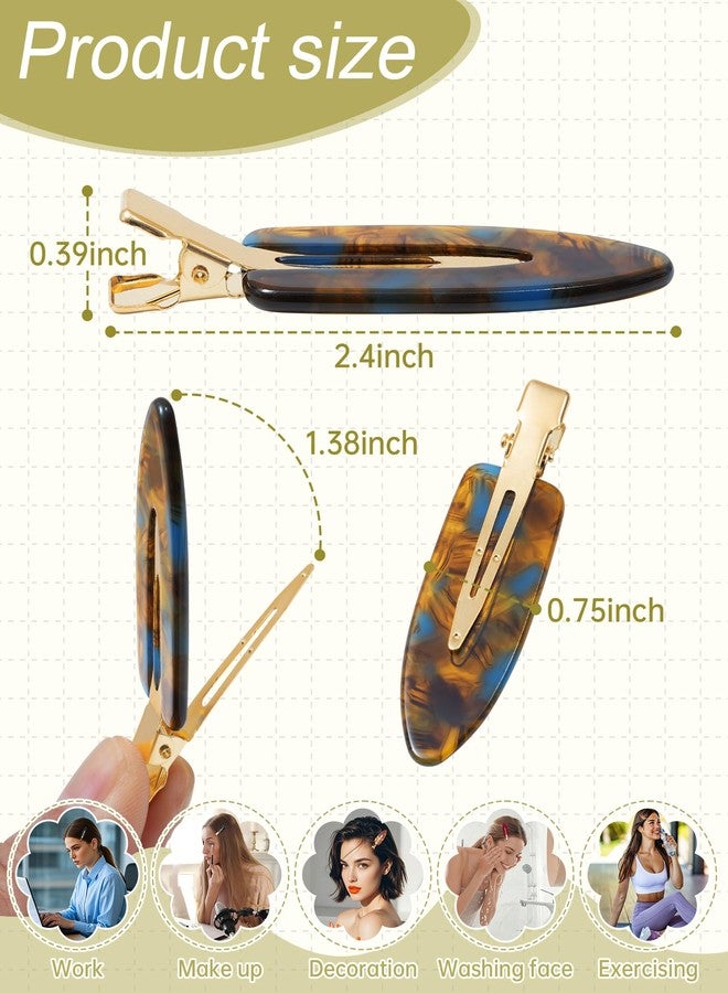 Mesovor 8 PCS No Bend Creaseless Hair Clips for Women, No Crease Non Slip Mini Flat Acrylic Hairclips for Hair Styling, Bangs, Makeup Application and Face Wash (Black, Red, Marble) - Image 2