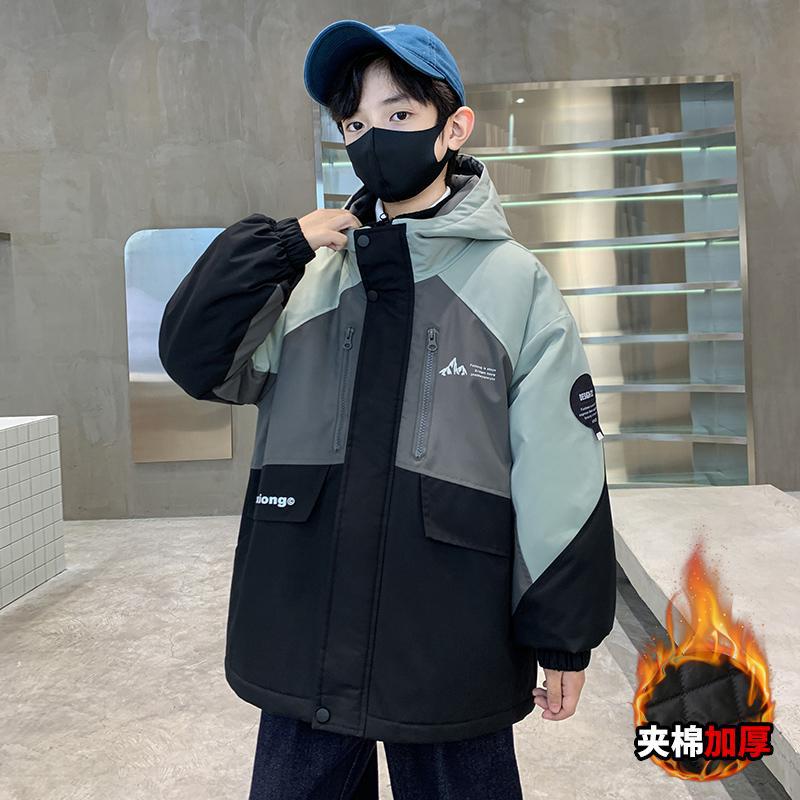 Boys' Thickeneded Jacket Three-In-One Detachable Jacket Medium And Large Kidsren'S Boys' Winter Clothing - Image 4
