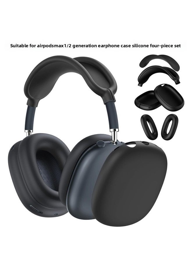 Generic - Suitable For Apple Airpodsmax Protective Cover Silicone Airpodsmax Ear Mask Airpods Max Head Beam-Colour:Silicone*silver White 4-piece Set (net Pad*1+headband Cover*1+shell Cover*1 Pair+ear Pad Cover*1 Pair)-Applicable Model:Airpods Max 1/2 Generation Universal - Image 1