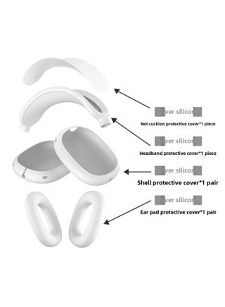 Suitable For Apple Airpodsmax Protective Cover Silicone Airpodsmax Ear Mask Airpods Max Head Beam-Colour:Silicone*silver White 4-piece Set (net Pad*1+headband Cover*1+shell Cover*1 Pair+ear Pad Cover*1 Pair)-Applicable Model:Airpods Max 1/2 Generation Universal - pzsku/ZBE34E13520E02CABA781Z/45/1746227770/53e0a867-9c93-4af7-a78c-2632738d42c8
