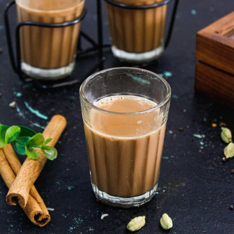 Pure Source India طقم أكواب شاي زجاجية من مصدر نقي الهند مجموعة من 6 أكواب شاي كاتينغ زجاجية للقهوة لتزيين المنزل والمطبخ والمطعم 120 مل - Image 5