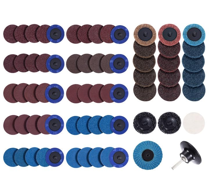 S SATC 2 Inch Sanding Discs 70PCS Die Grinder Sanding Disc with 1/4" Holder for Die Grinder Surface Conditioning Disc for Burr Finish Rust Paint Removal - Image 1