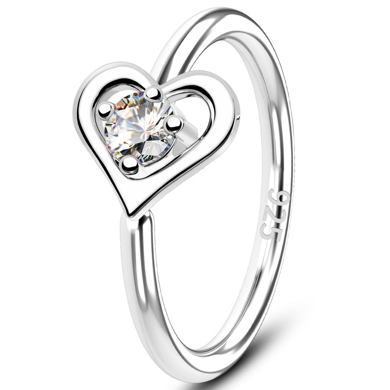 Melighting 20G Nose Ring Hoop 925 Sterling Silver Seamless Open Nose Piercing Dangle Star/Butterfly/Heart Helix Earring Clear CZ 8 mm Cartilage Earring Nose Jewelry for Women - Image 1