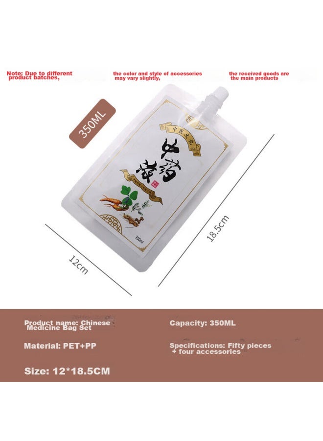 Bai Jie Baijie Chinese Herbal Medicine Bags, Sealed Bags, 350ml, 50 Pieces, Liquid Bags, Decoction Bags, Packaging Bags, Self-standing Spout Bags  - Image 1