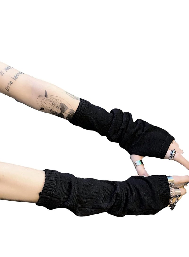 SYOSI Arm Warmers Women Gloves Goth Sleeve Cool Black Moon Printed Hip Hop  - Image 1