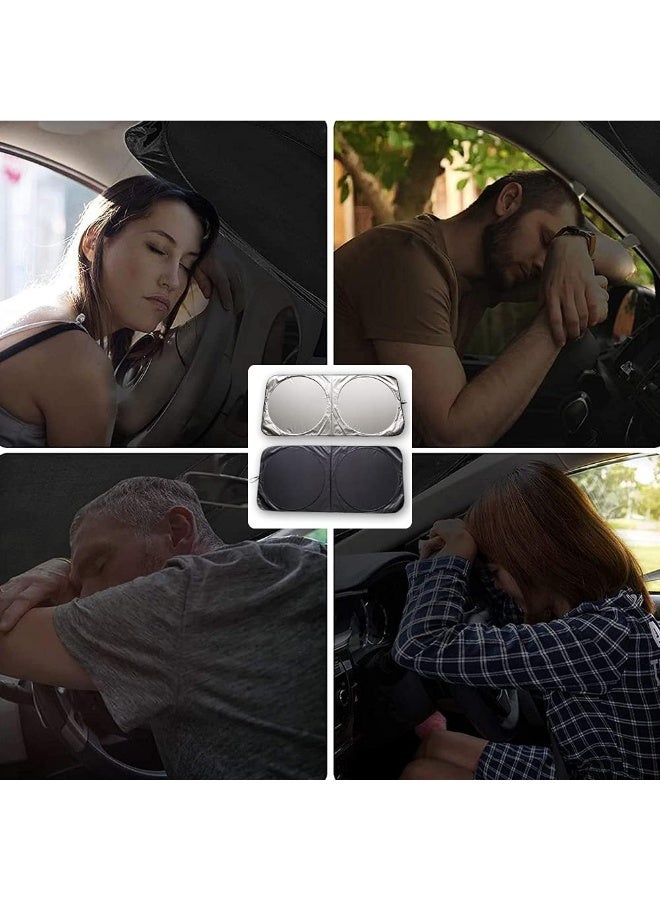 عسافكو  Assafco مظلة شمس للزجاج الأمامي للسيارة مع حقيبة تخزين – مظلة حماية من الحرارة والأشعة فوق البنفسجية، تصميم قابل للطي وسهل التركيب، مناسبة لمعظم أنواع السيارات - Image 3