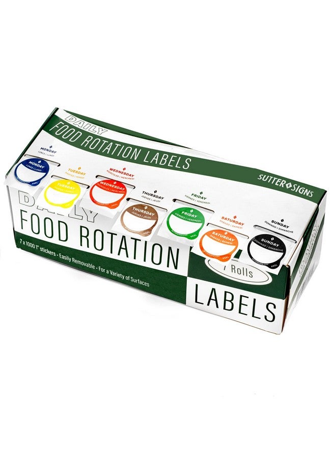 Sutter Signs Day Dots Food Labels | 1" Date Dot Stickers For Food Containers 7000 Labels With Dispenser Box - Image 1