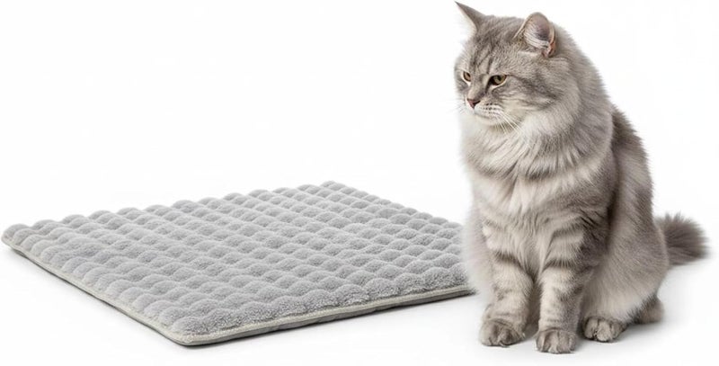 Plush Faux Pet Bed Mat, 23.6 X 15.7 in Gray Bubble Shag Rug, Non-Slip Washable Polyester Floor Cushion for Cats, Puppies, Fuzzy Carpet for Bedroom, Living Room, Sofa, Bedside - Image 2
