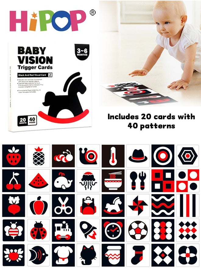 HIPOP High Contrast Baby Flashcard, Baby Visual Stimulation Cards, Black and White Colorful Visual Stimulation Learning Activity Card for Babies Ages 0-3-6-12-36 Months, Newborn Infants Toys Gift  - Image 1